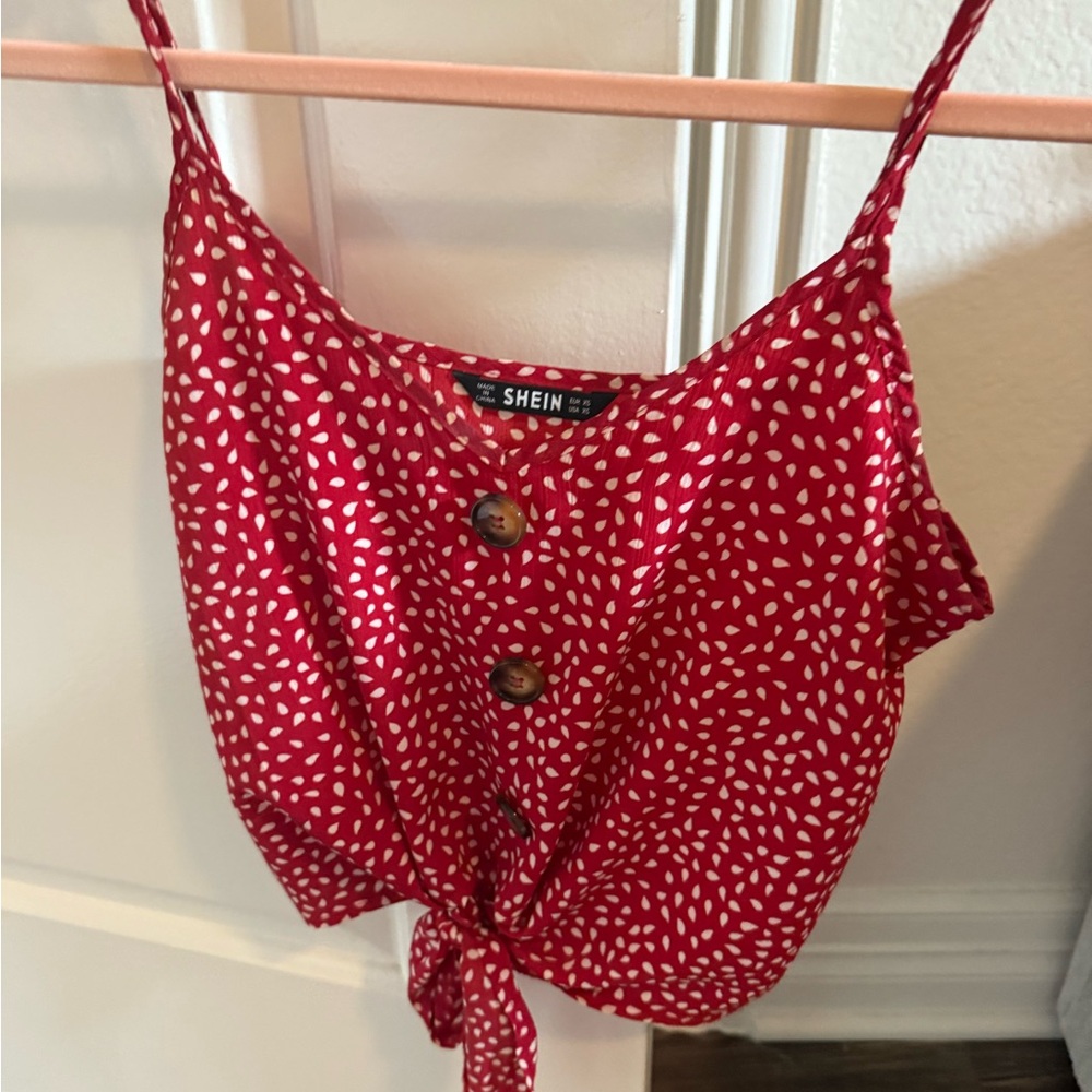 SHEIN Red Tie Front Sleeveless Camisole